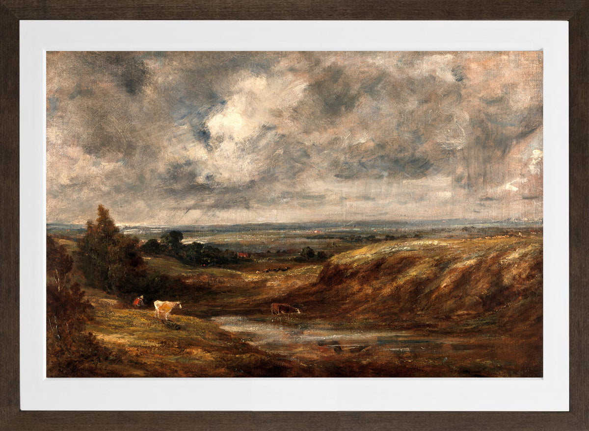 John Constable Print, Hampstead Heath (1825-1830) in a brown frame