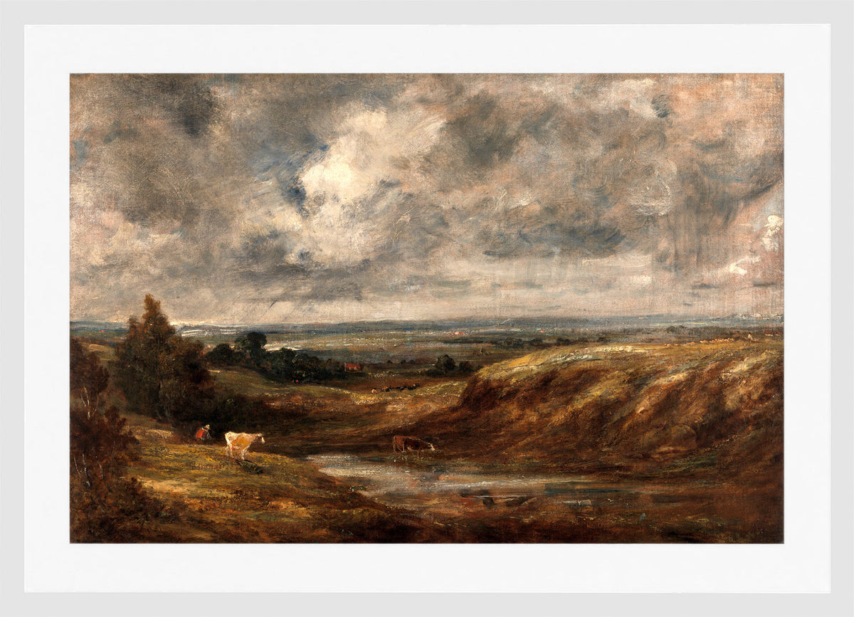 John Constable Print, Hampstead Heath (1825-1830) in a white frame