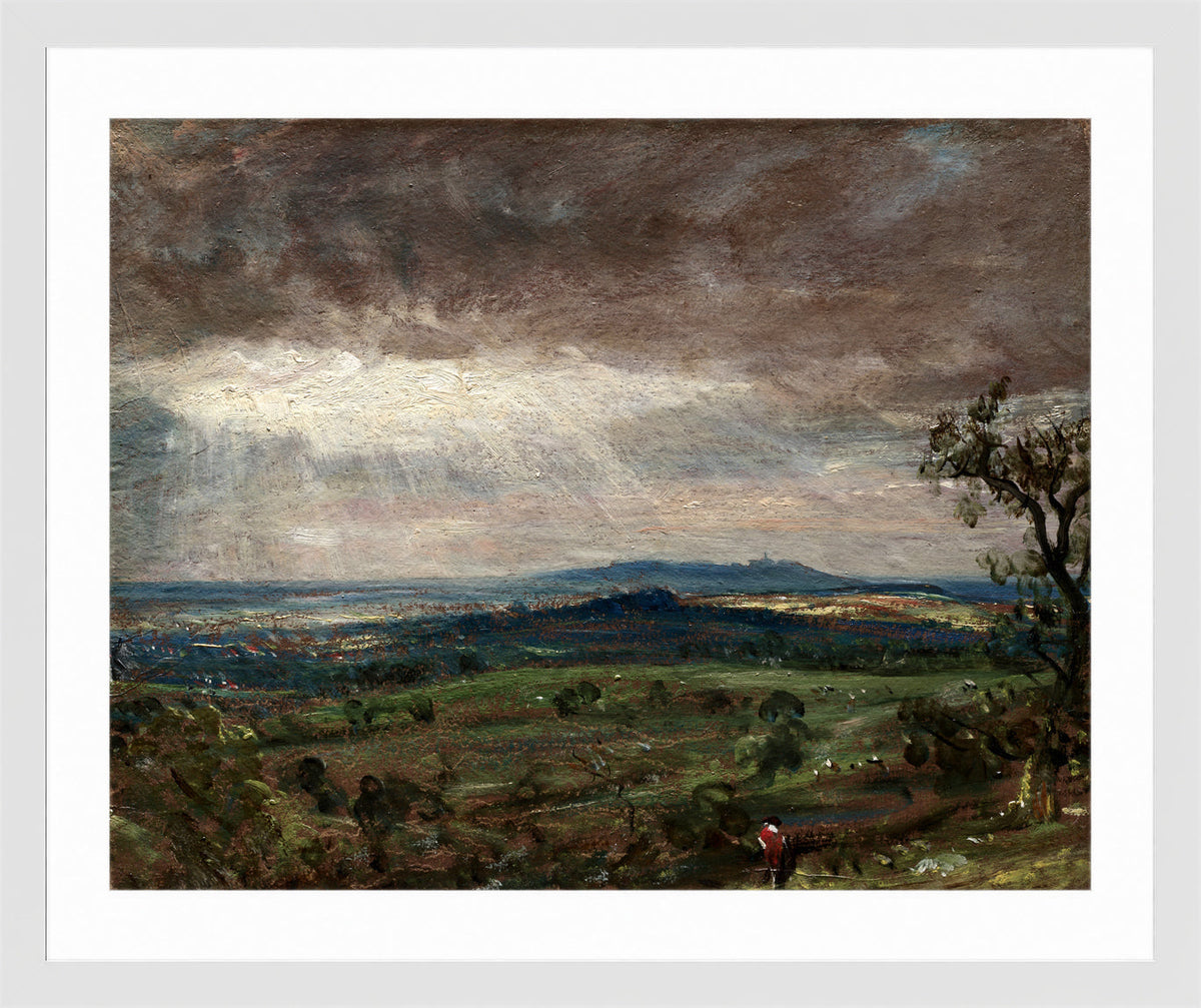 John Constable Print, Hampstead Heath, Looking Toward Harrow (1821-1822) in a white frame