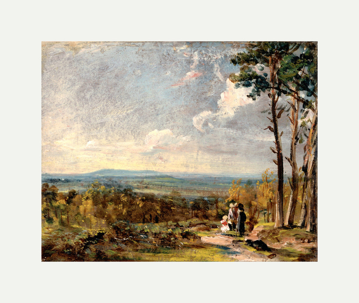 John Constable Print, Hampstead Heath Looking Towards Harrow (1821) with an off-white border for rolled canvas