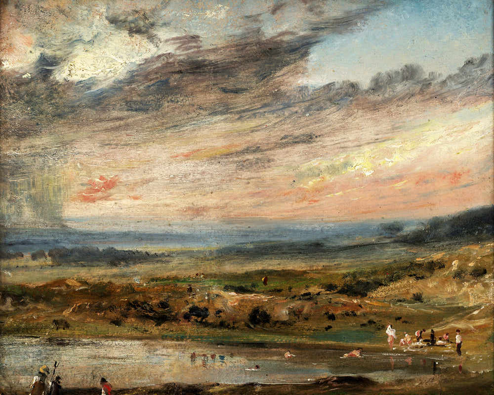 John Constable Print, Hampstead Heath, with Pond and Bathers (1821) as an unframed print