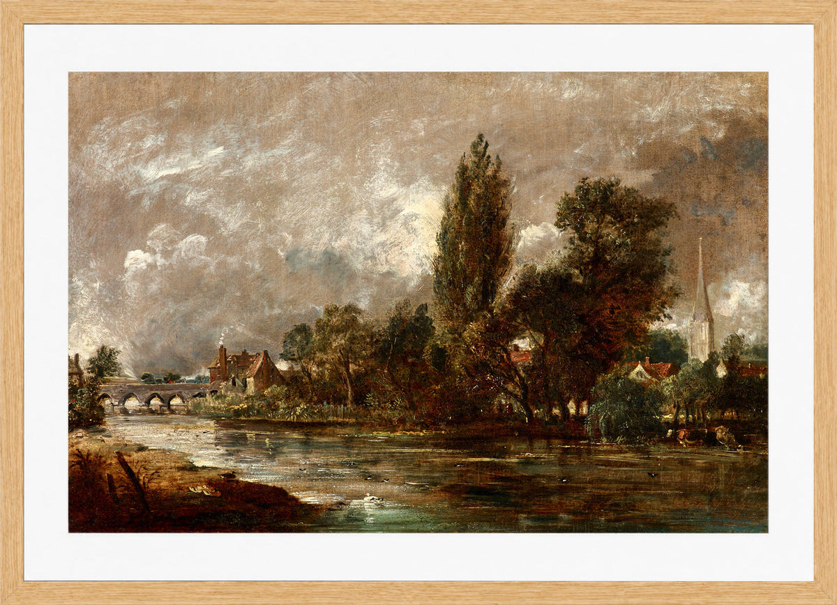 John Constable Print, Harnham Bridge, Salisbury (1821) in an oak frame