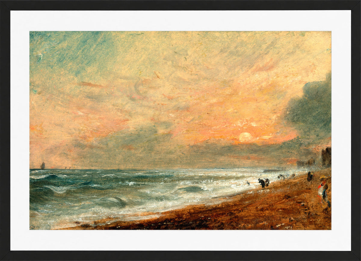 John Constable Print, Hove Beach (1824-1828) in a black frame