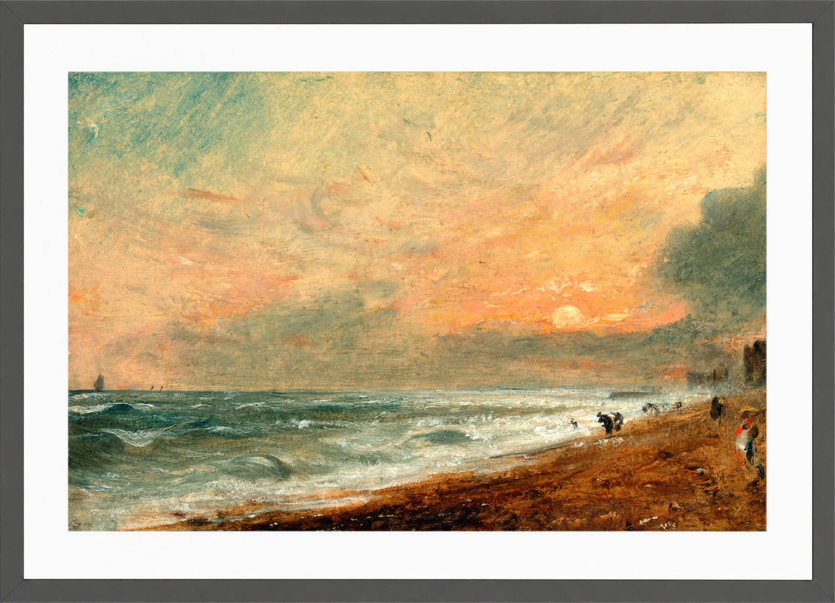 John Constable Print, Hove Beach (1824-1828) in a dark grey frame