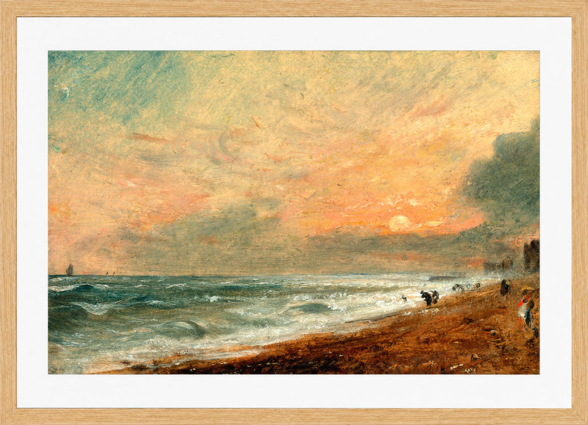 John Constable Print, Hove Beach (1824-1828) in an oak frame