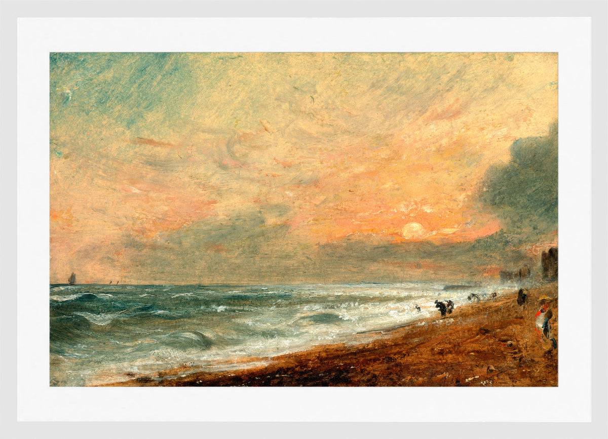 John Constable Print, Hove Beach (1824-1828) in a white frame