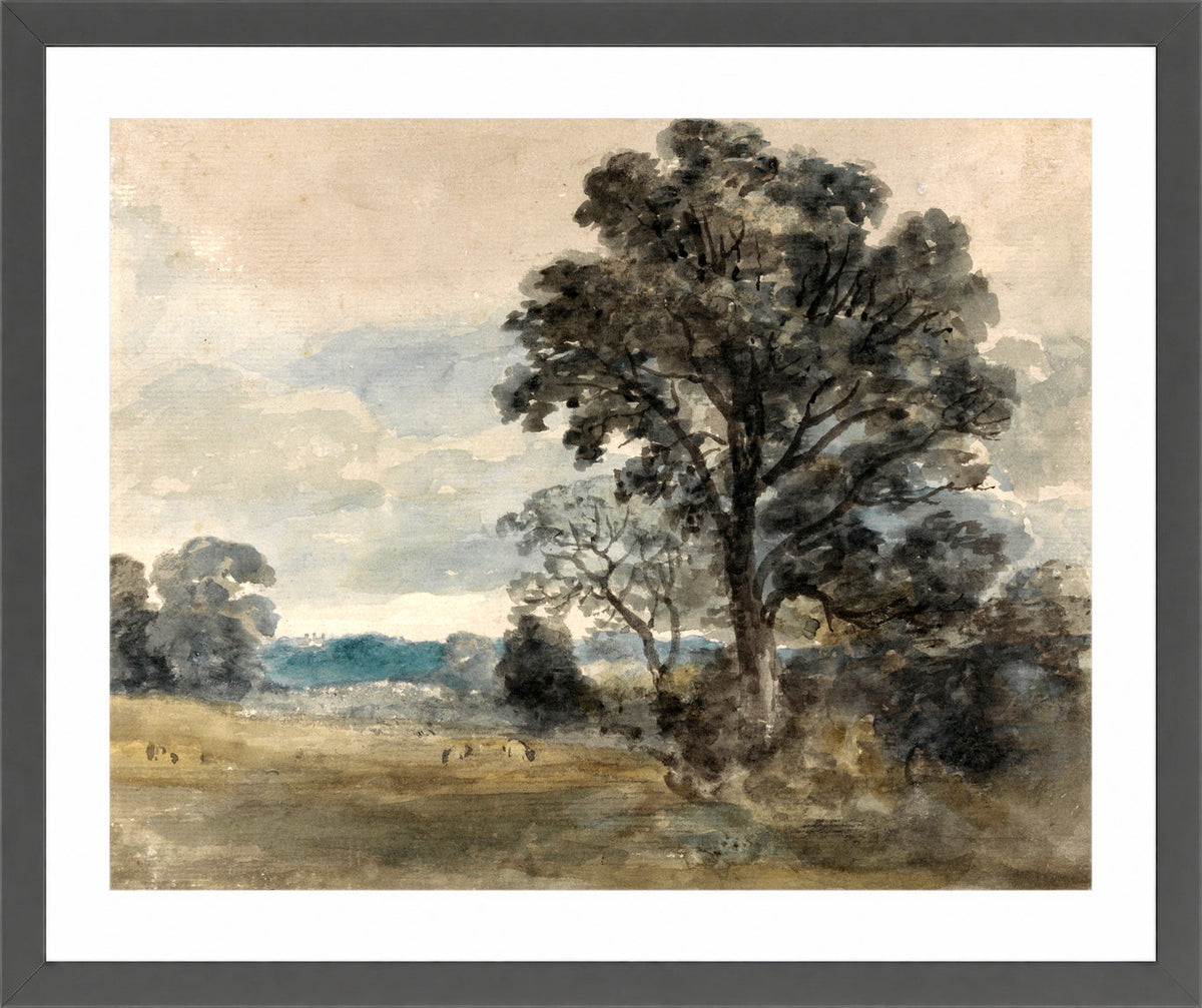 John Constable Print, Landscape at East Bergholt in a dark grey frame