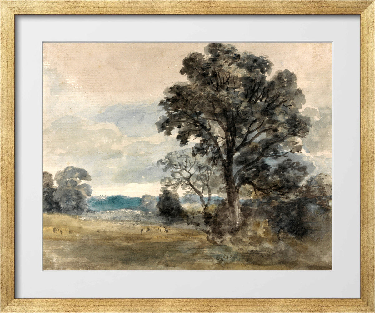 John Constable Print, Landscape at East Bergholt in a gold frame