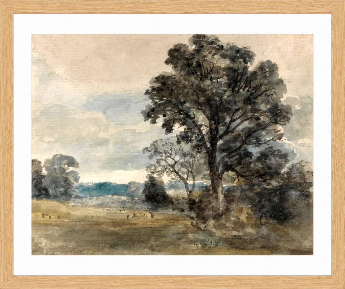 John Constable Print, Landscape at East Bergholt in an oak frame