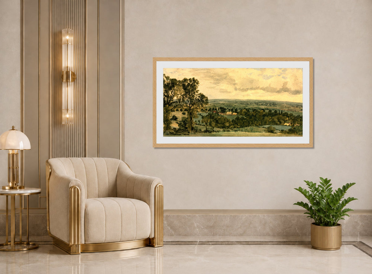 John Constable Print, Landscape (c displayed in an Art Deco interior