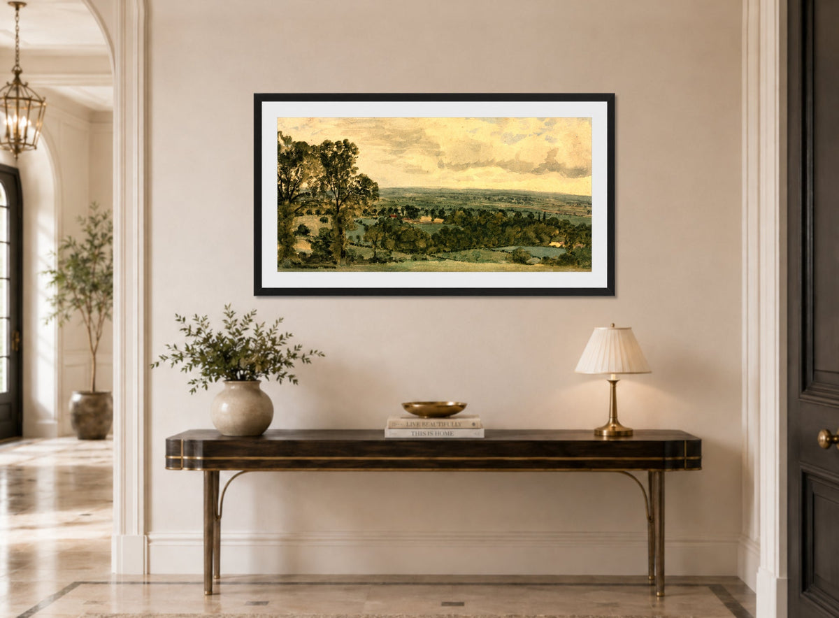 John Constable Print, Landscape (c displayed above a console table