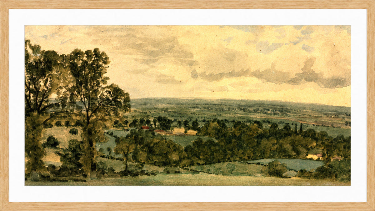 John Constable Print, Landscape (c in an oak frame