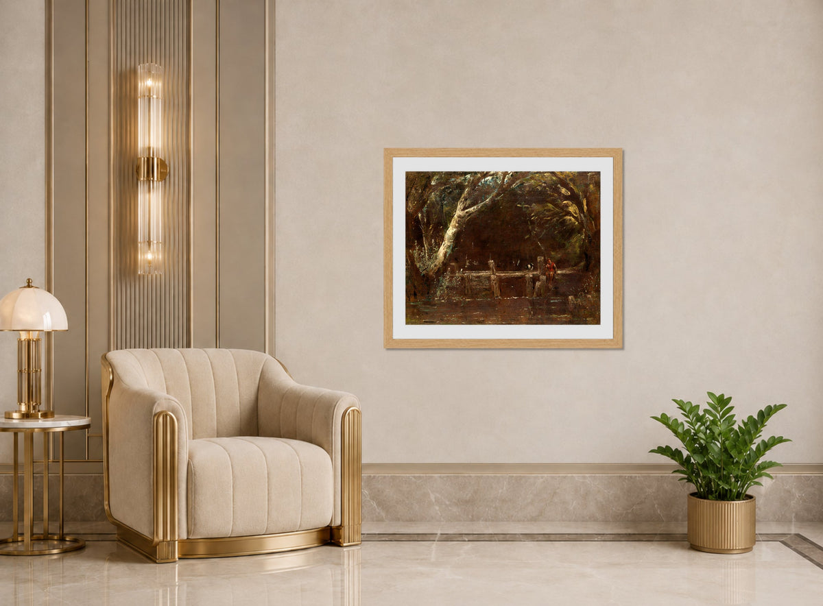 John Constable Print, Landscape (The Lock) (1820-25) displayed in an Art Deco interior