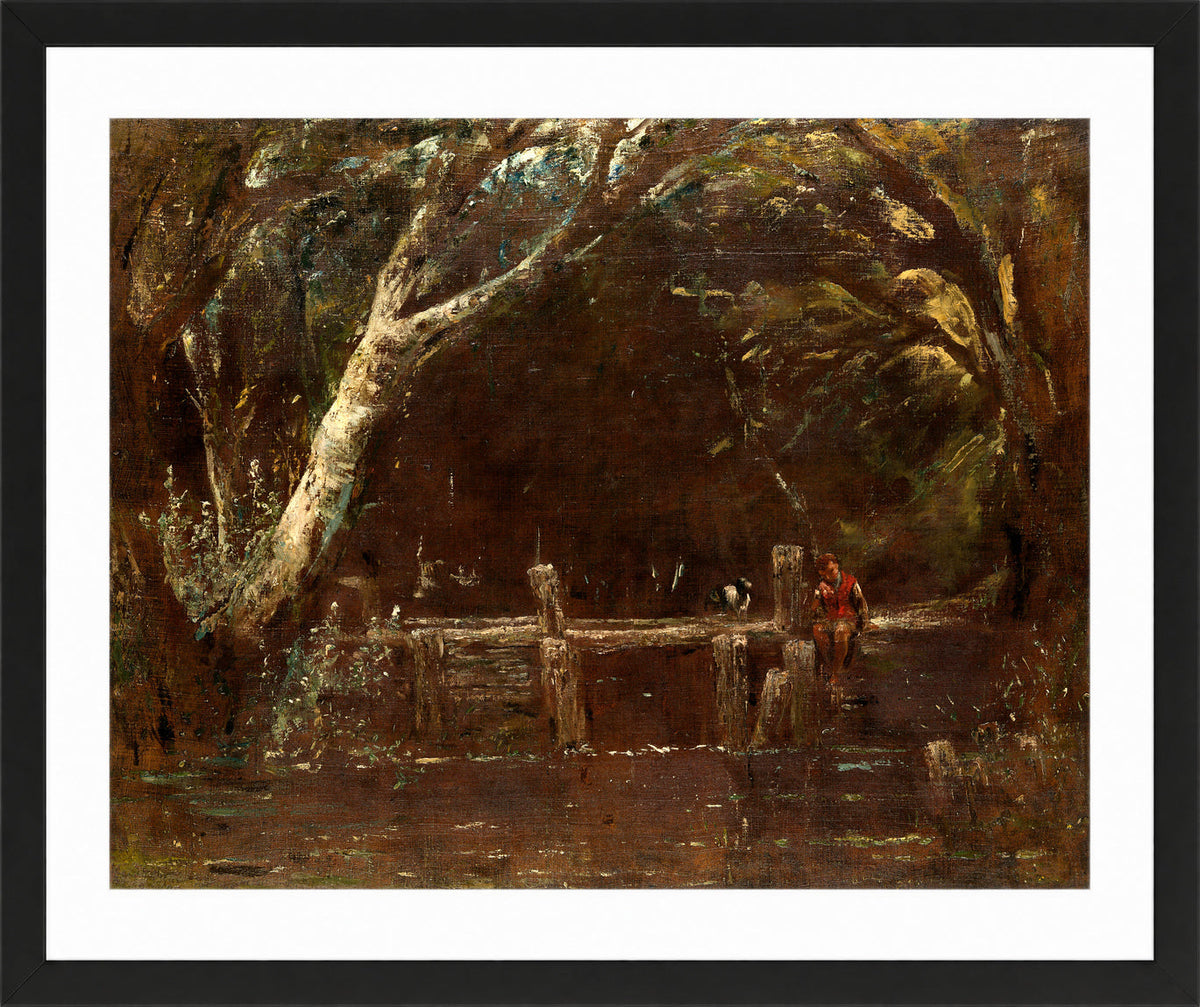 John Constable Print, Landscape (The Lock) (1820-25) in a black frame