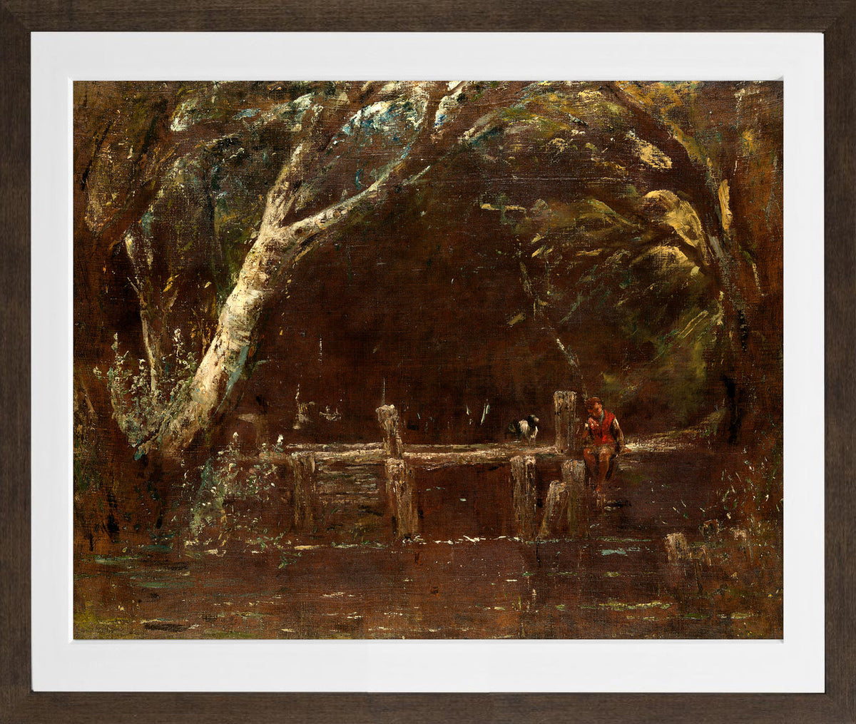 John Constable Print, Landscape (The Lock) (1820-25) in a brown frame