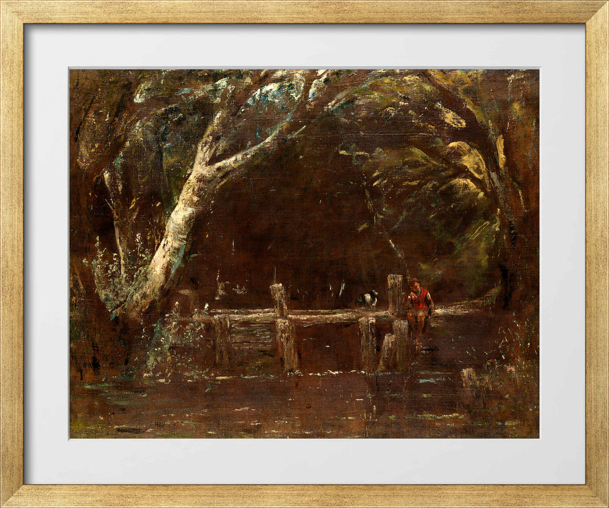 John Constable Print, Landscape (The Lock) (1820-25) in a gold frame