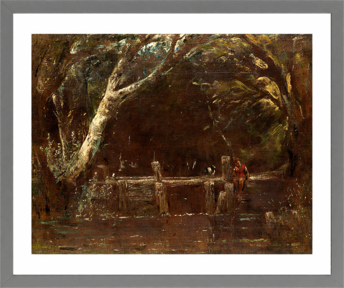 John Constable Print, Landscape (The Lock) (1820-25) in a light grey frame