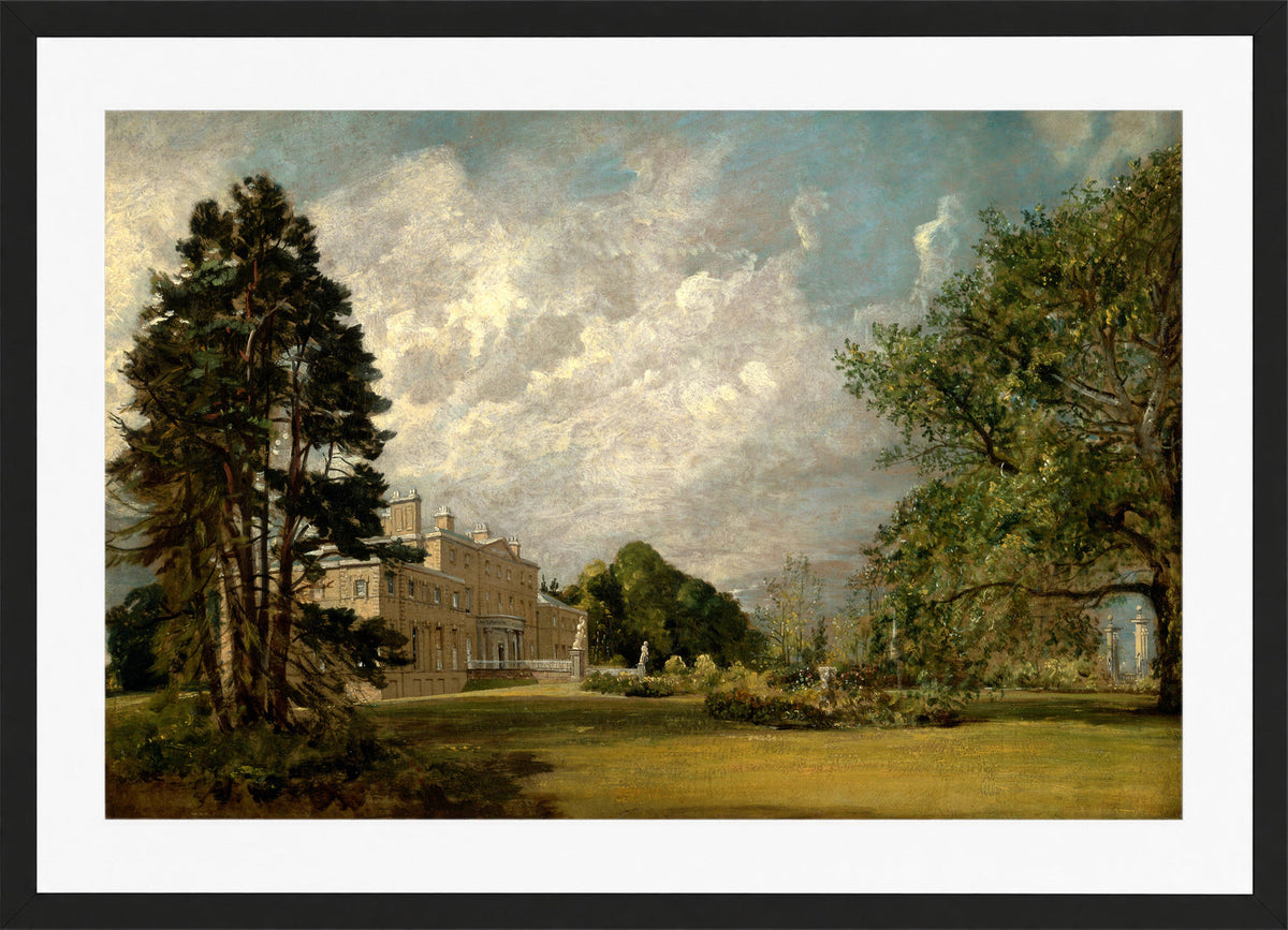 John Constable Print, Malvern Hall, Warwickshire (1820 - 1821) in a black frame