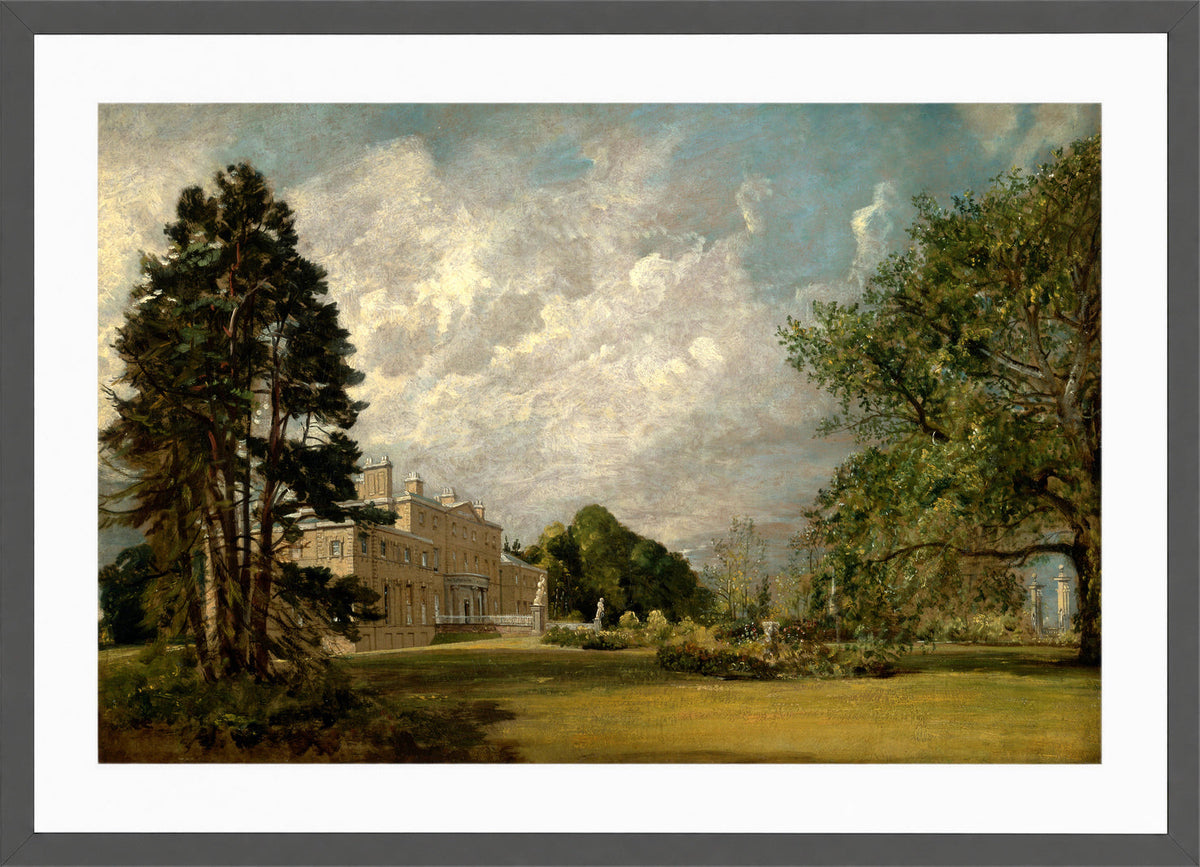 John Constable Print, Malvern Hall, Warwickshire (1820 - 1821) in a dark grey frame