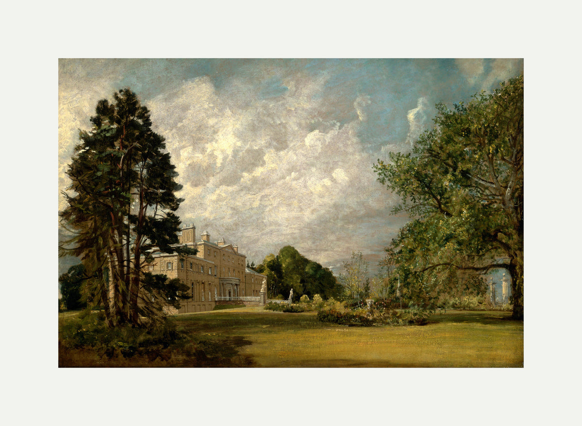 John Constable Print, Malvern Hall, Warwickshire (1820 - 1821) with an off-white border for rolled canvas