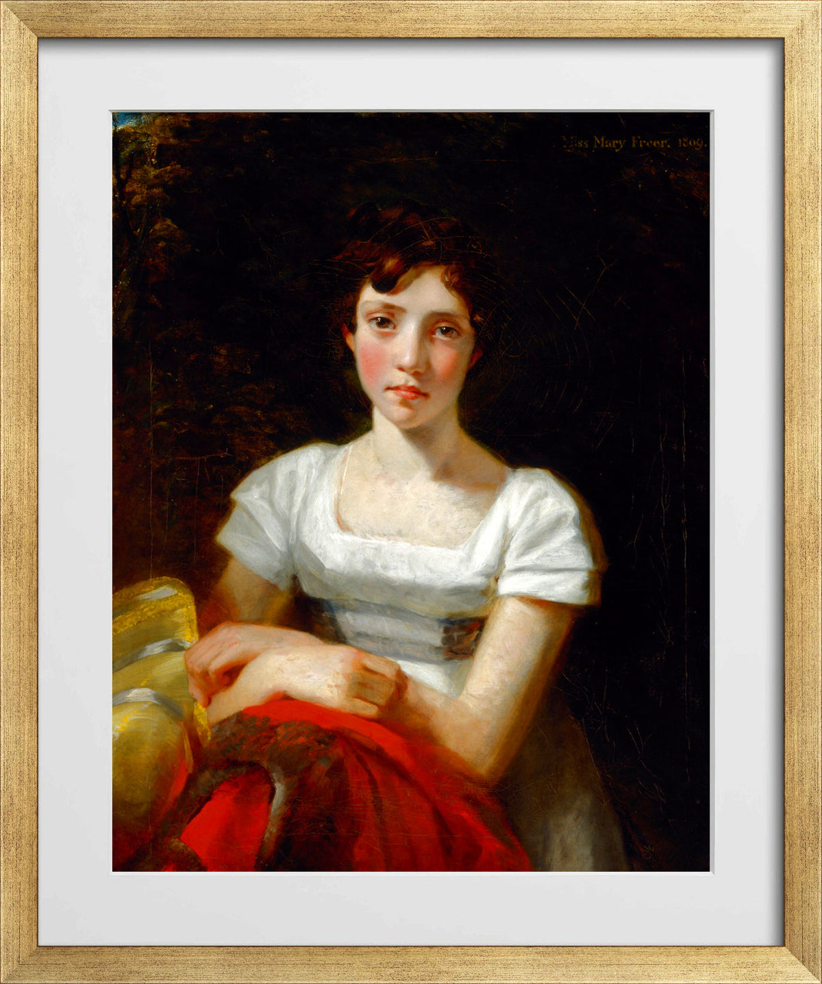 John Constable Print, Mary Freer (1809) in a gold frame