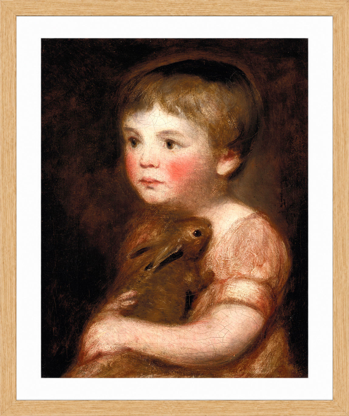 John Constable Print, Miss Lewis with a rabbit in an oak frame