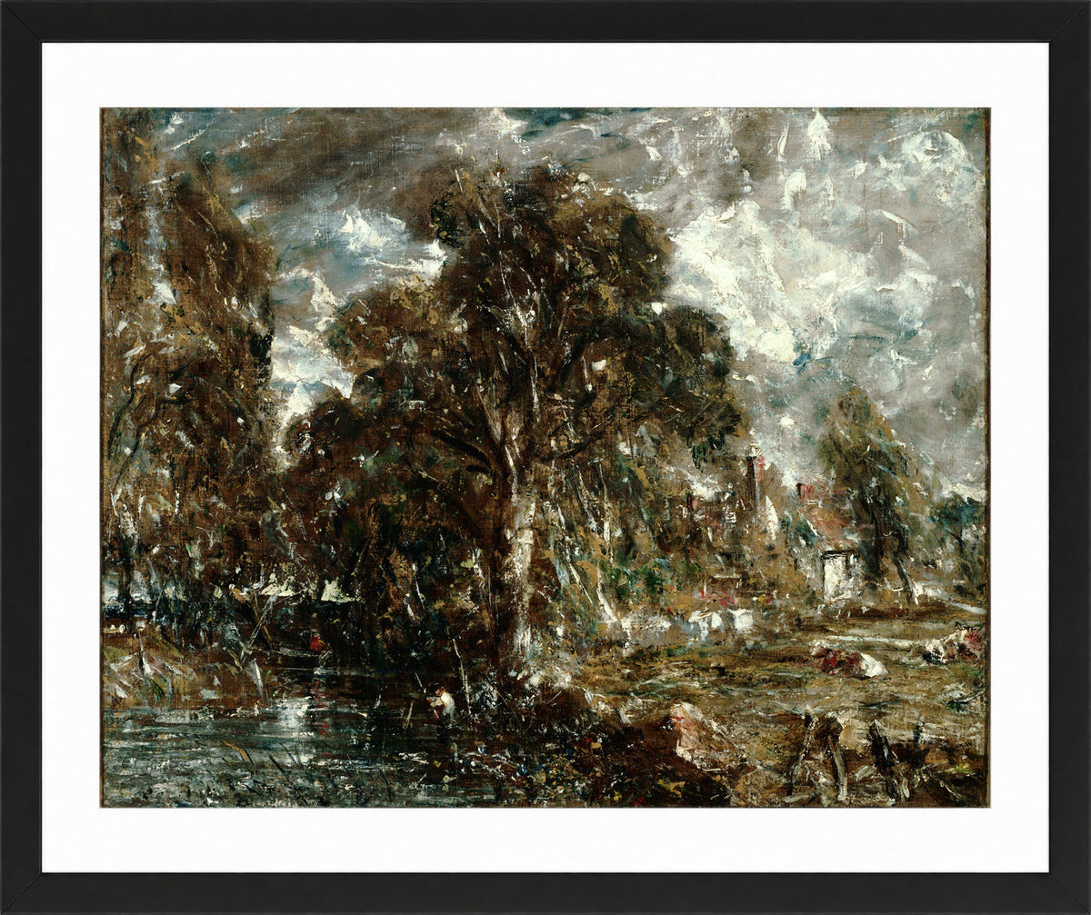 John Constable Print, On the River Stour in a black frame