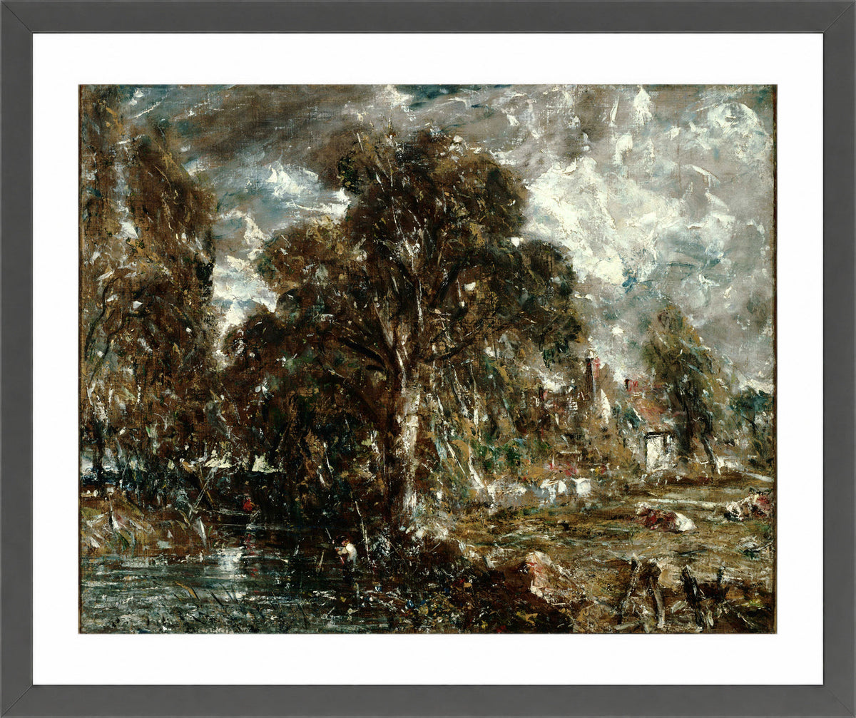 John Constable Print, On the River Stour in a dark grey frame