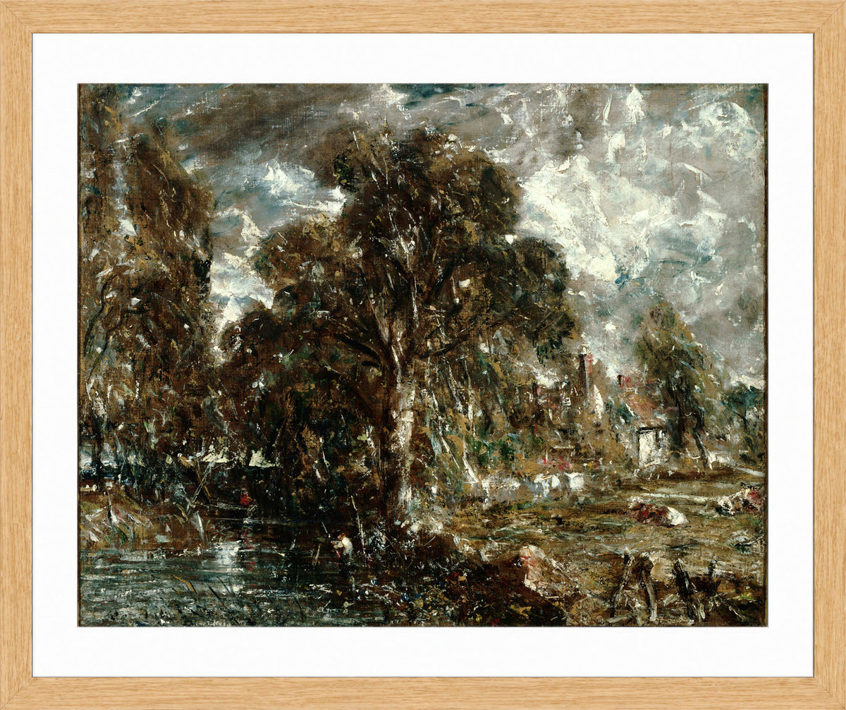 John Constable Print, On the River Stour in an oak frame
