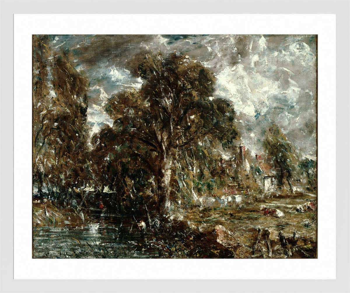 John Constable Print, On the River Stour in a white frame