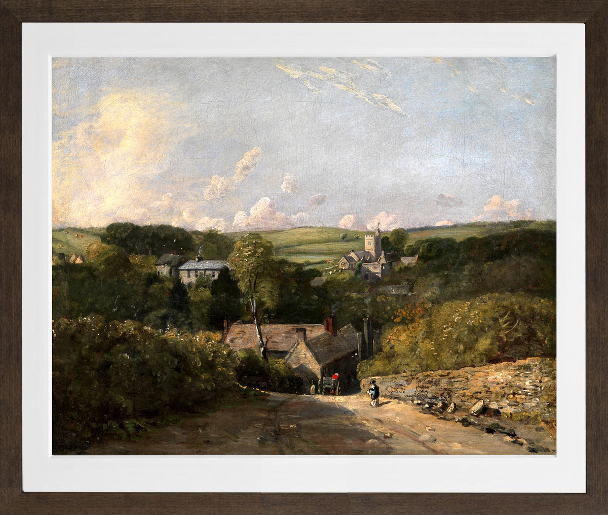 John Constable Print, Osmington Village (1816-1817) in a brown frame