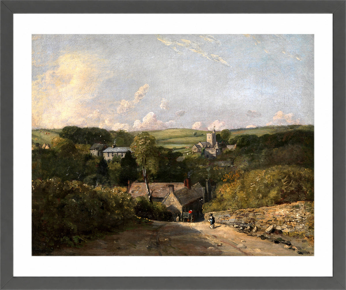 John Constable Print, Osmington Village (1816-1817) in a dark grey frame