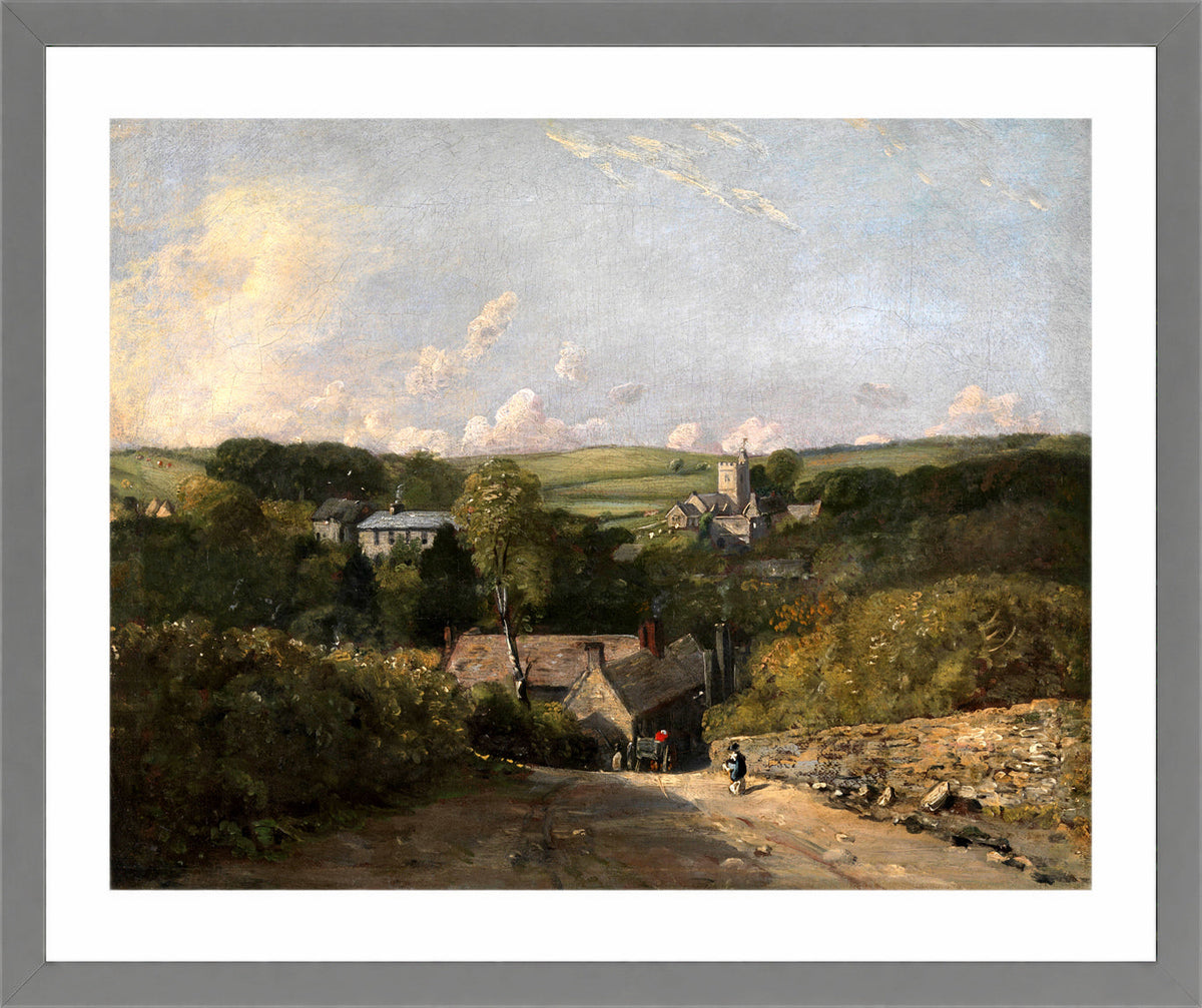 John Constable Print, Osmington Village (1816-1817) in a light grey frame