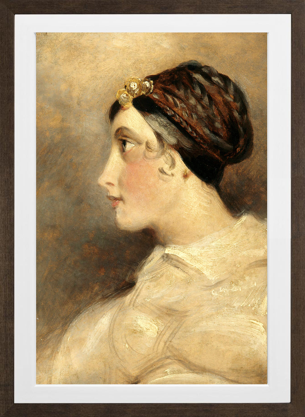 John Constable Print, Portrait Of A Lady in a brown frame