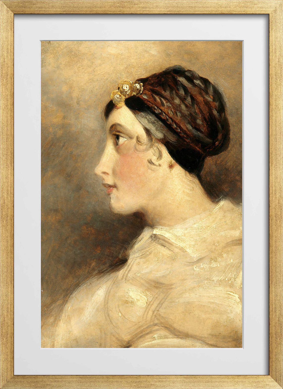 John Constable Print, Portrait Of A Lady in a gold frame