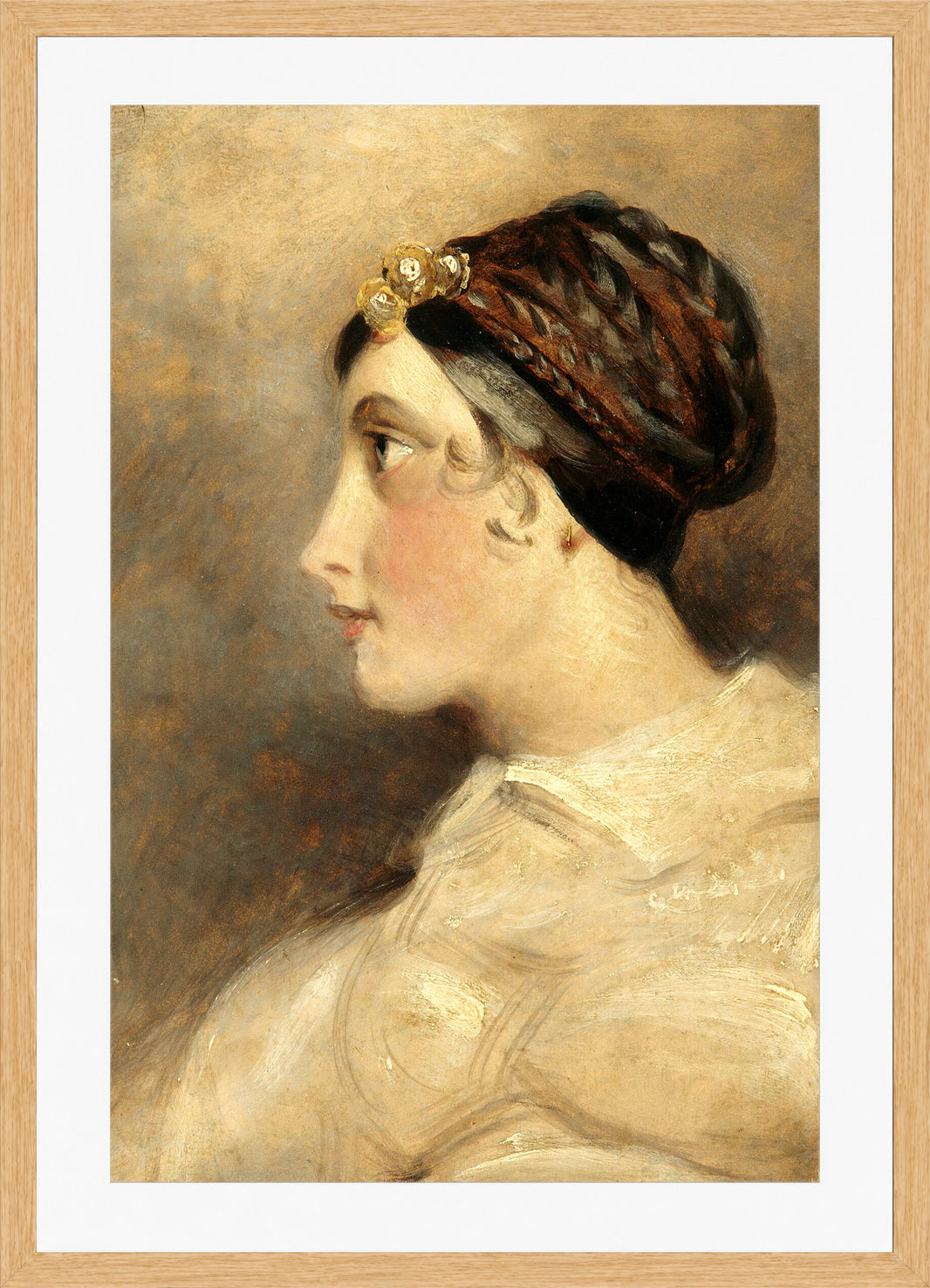 John Constable Print, Portrait Of A Lady in an oak frame
