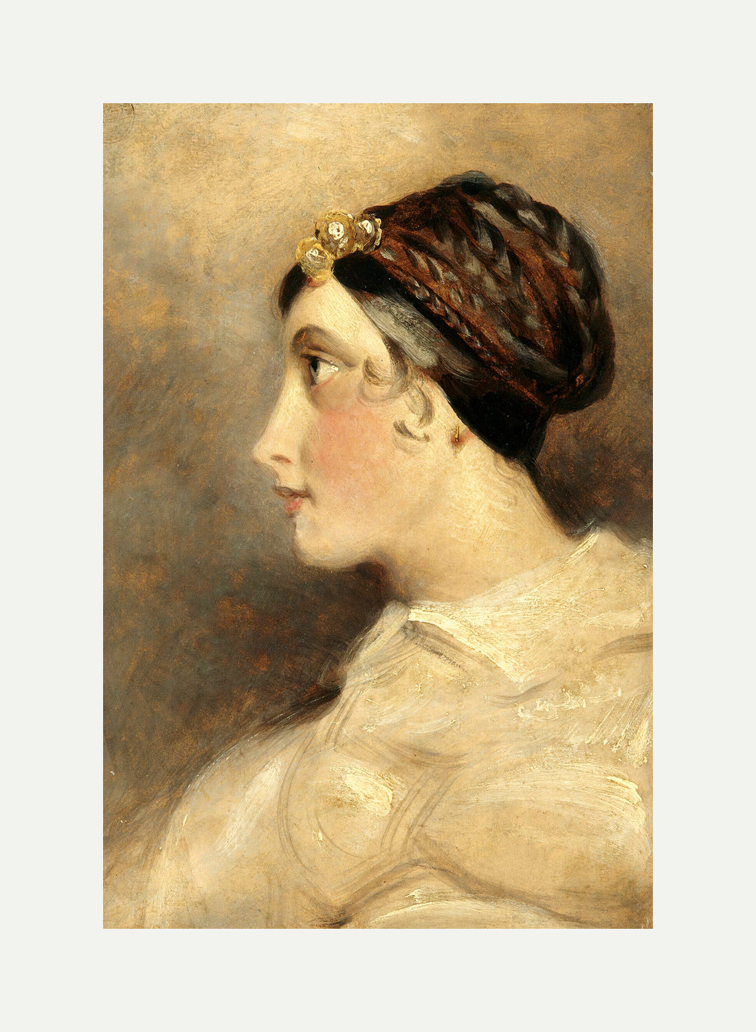 John Constable Print, Portrait Of A Lady with an off-white border for rolled canvas
