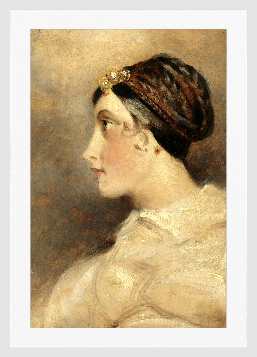 John Constable Print, Portrait Of A Lady in a white frame