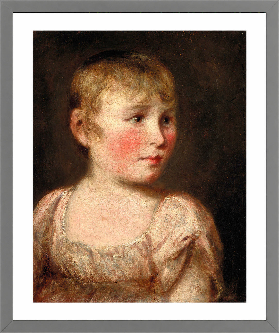 John Constable Print, Portrait of Eliza Lewis in a light grey frame
