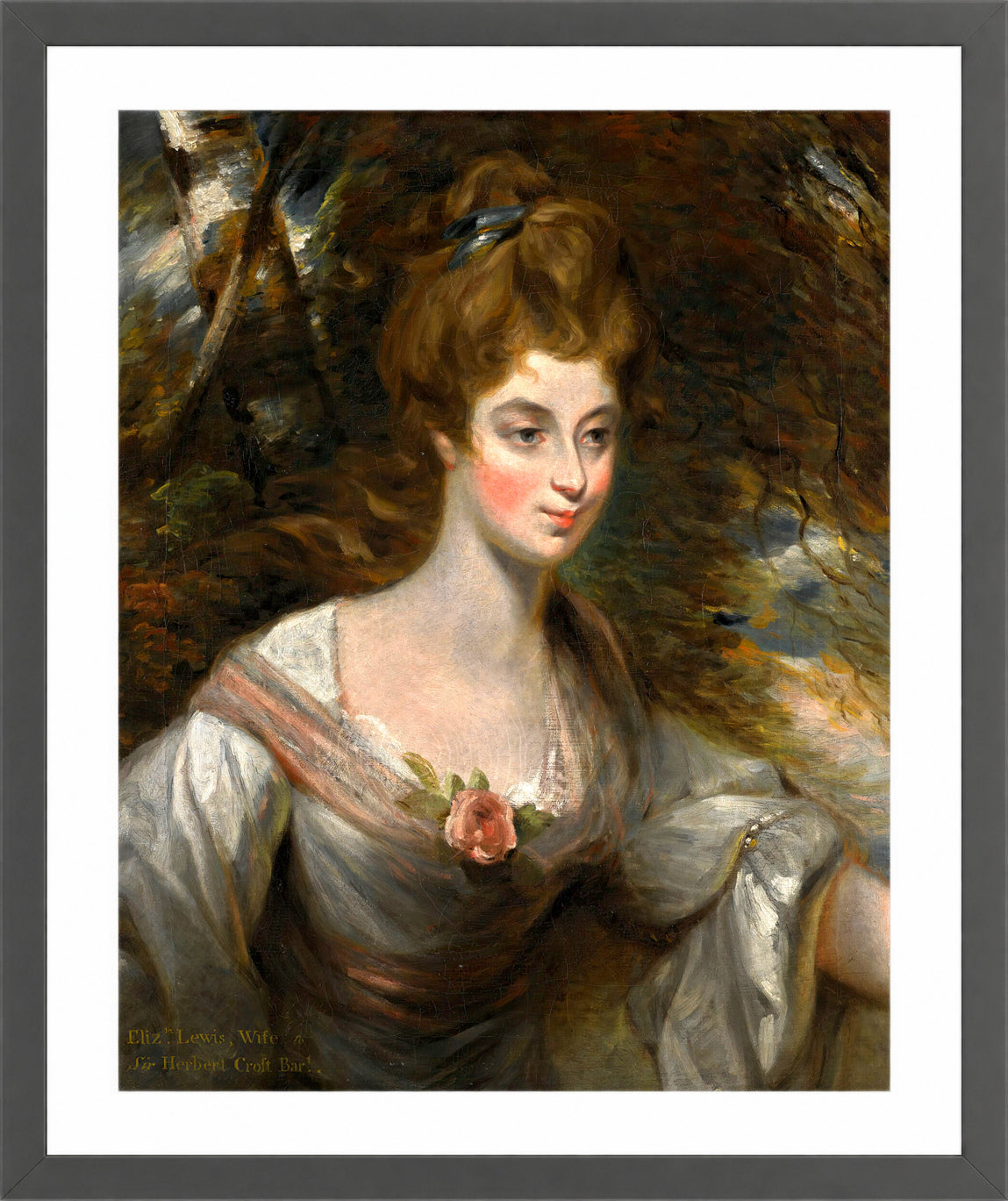 John Constable Print, Portrait Of Elizabeth, Lady Croft (1754-1815) in a dark grey frame
