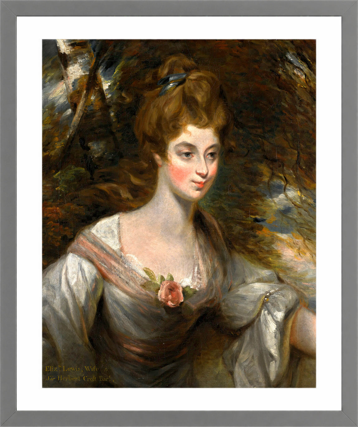 John Constable Print, Portrait Of Elizabeth, Lady Croft (1754-1815) in a light grey frame
