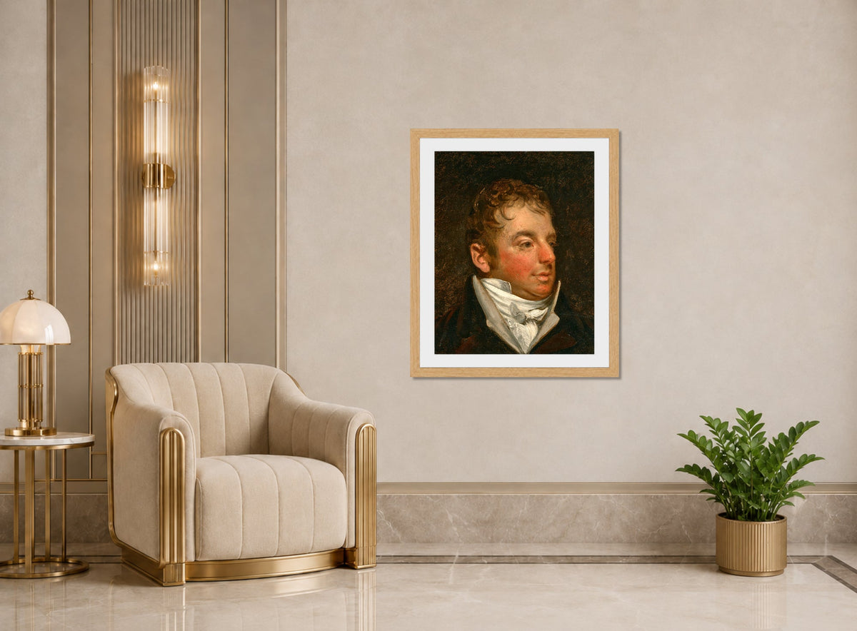 John Constable Print, Portrait of William Travis (c displayed in an Art Deco interior