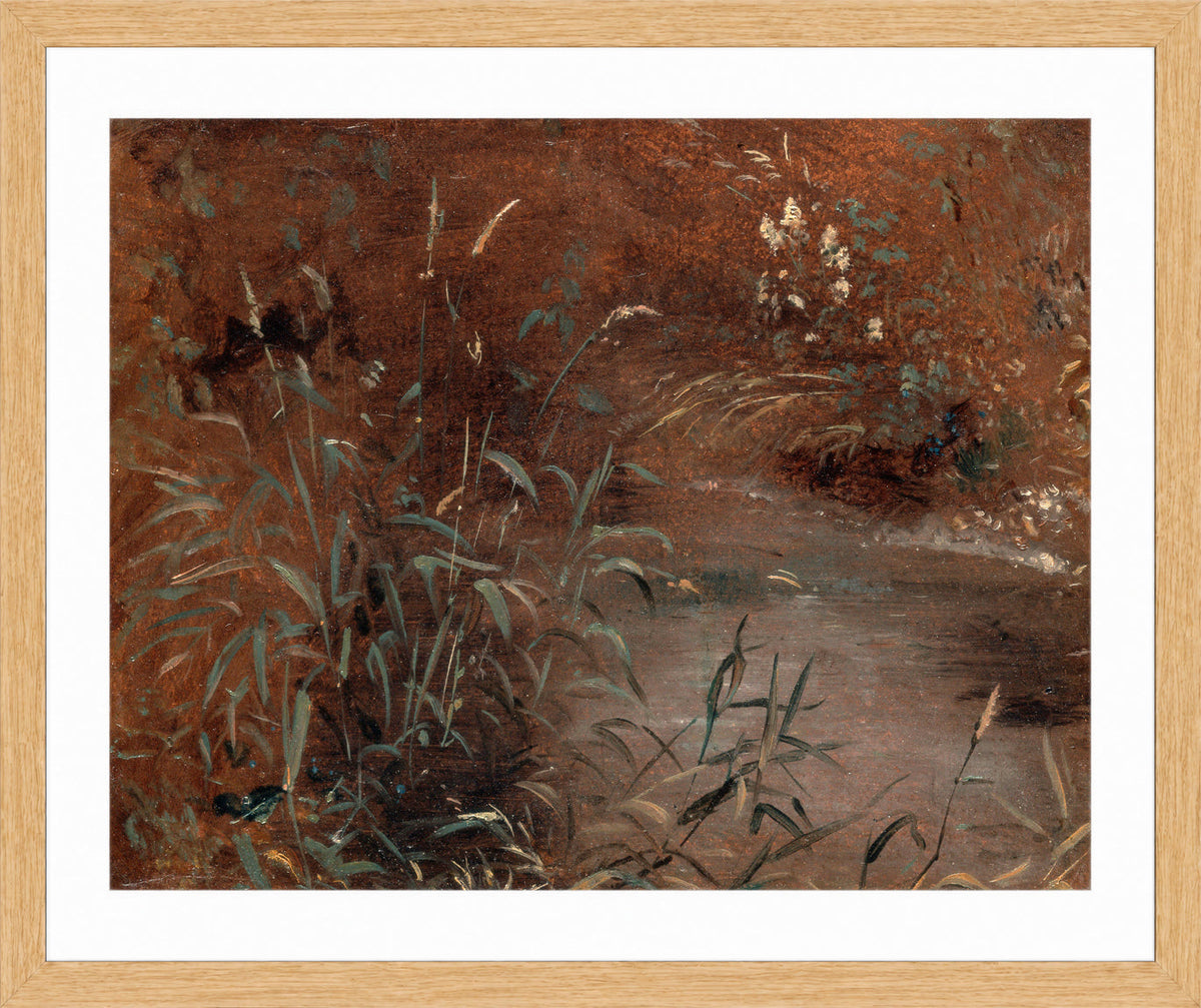 John Constable Print, Rushes by a pool (ca in an oak frame