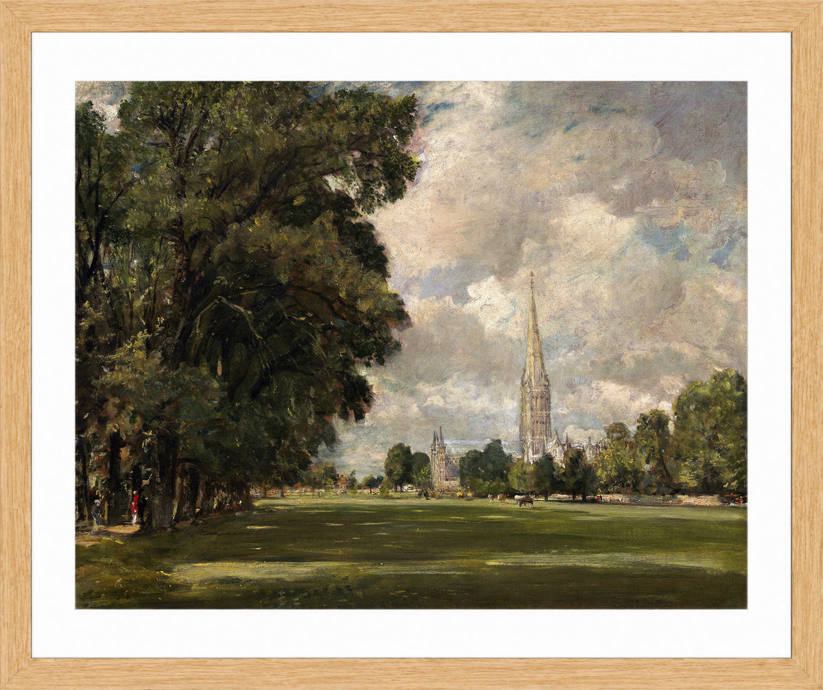 John Constable Print, Salisbury Cathedral from Lower Marsh Close (1820) in an oak frame