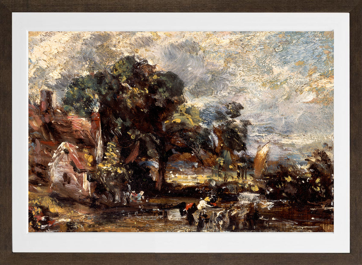 John Constable Print, Sketch for ‘The Haywain’ (ca in a brown frame