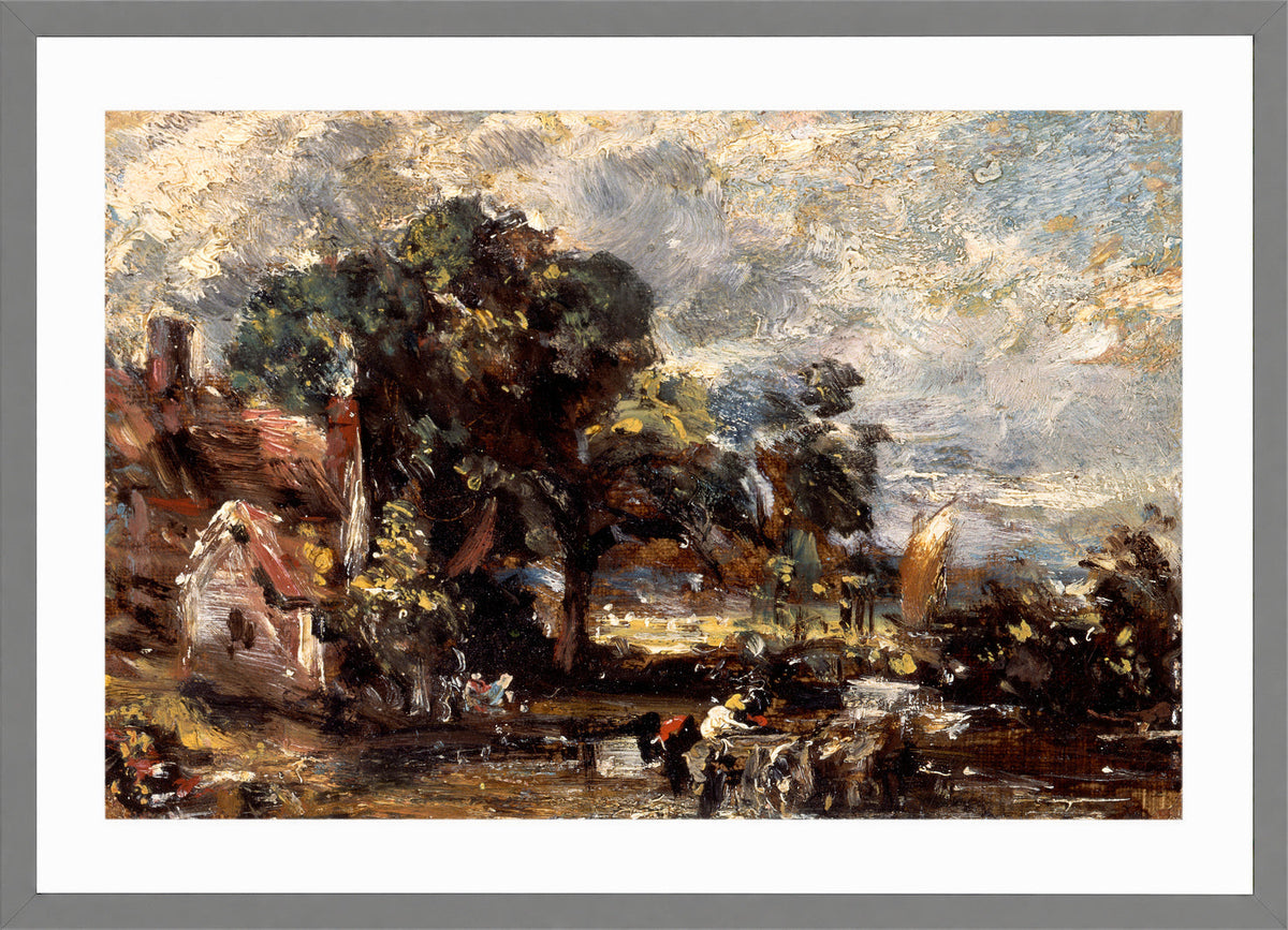 John Constable Print, Sketch for ‘The Haywain’ (ca in a light grey frame