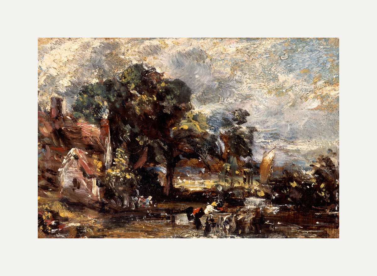 John Constable Print, Sketch for ‘The Haywain’ (ca with an off-white border for rolled canvas