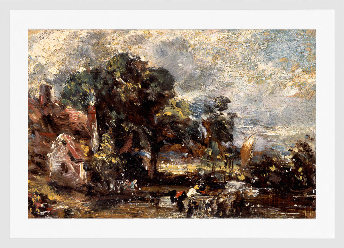 John Constable Print, Sketch for ‘The Haywain’ (ca in a white frame
