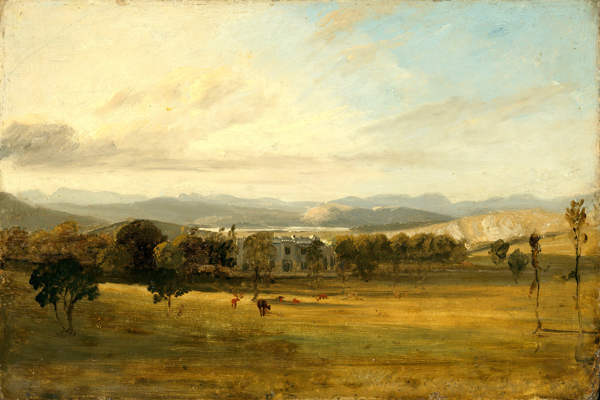 John Constable Print, Sketch of Leighton Hall, Lancashire, the hills of the Lake District beyond as an unframed print