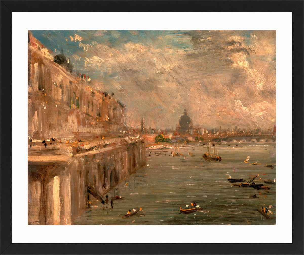 John Constable Print, Somerset House Terrace from Waterloo Bridge (ca in a black frame